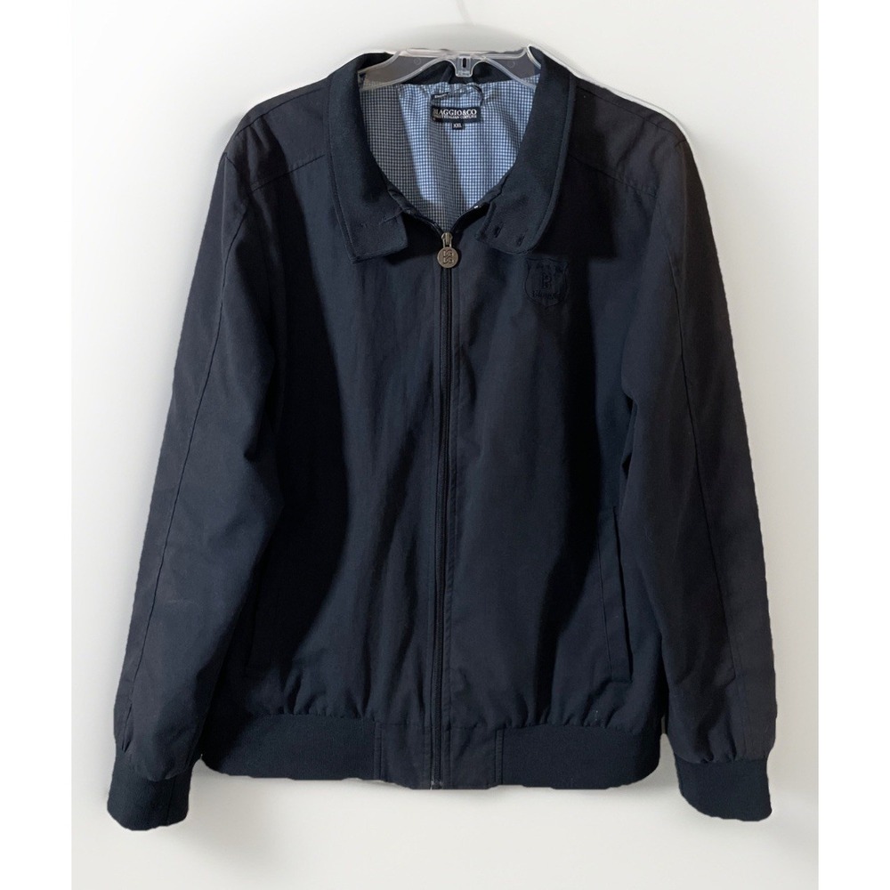 Biaggio & Co. Navy Blue Soft shell Italian‎ Bomber Jacket Men's 2XL Full Zip